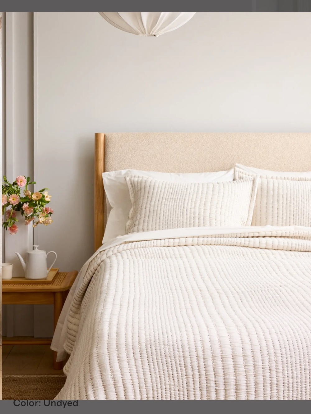 NWT Quince Organic Cotton Channel Stitch Undyed Coverlet & Sham!